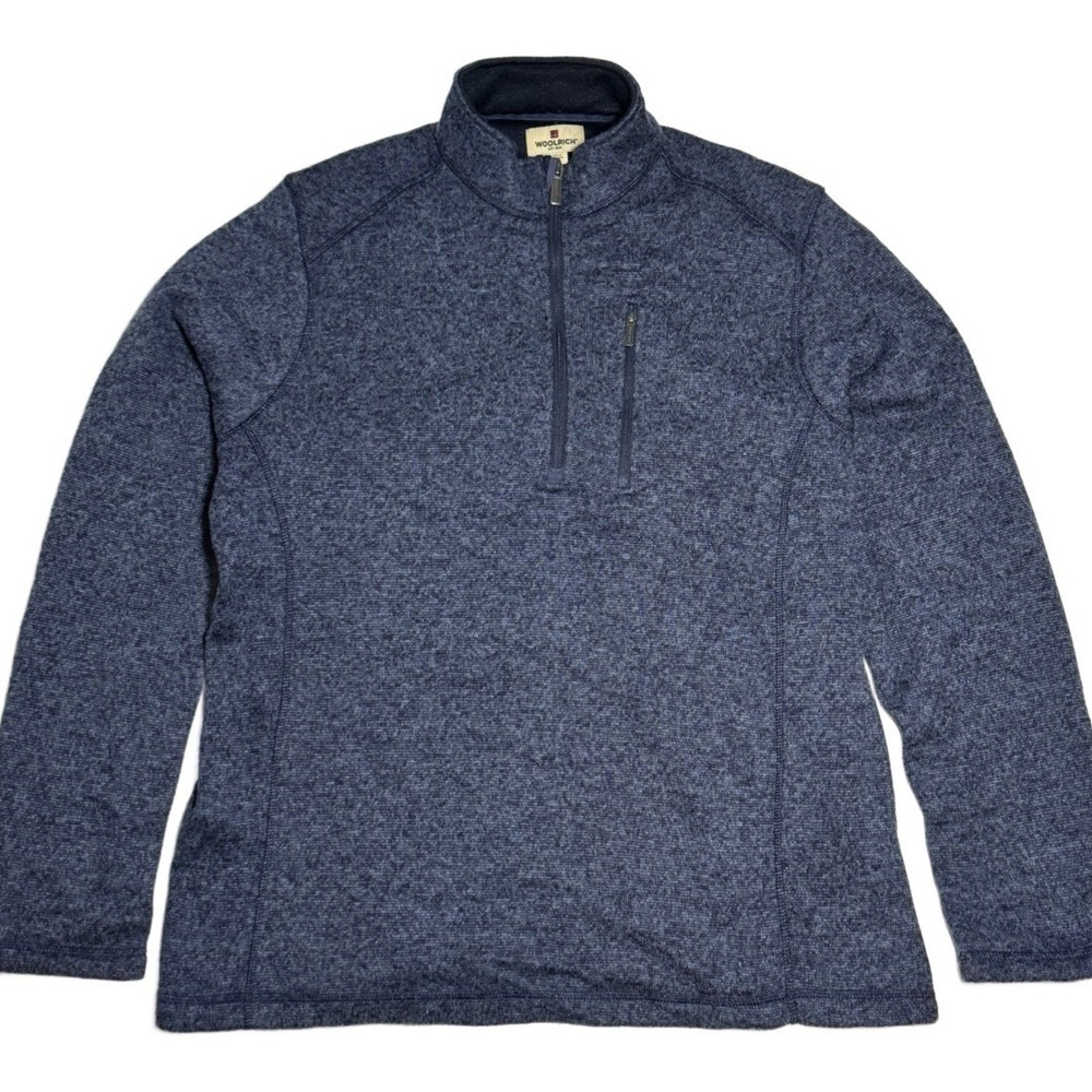 Woolrich Sweater Mens Size XL Blue 1/4 Zip Pullover‎ Casual Pocket Outdoor